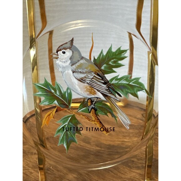 Birds painted On Clear Glass Plates Robin Goldfinch Blue Jay Tufted Titmouse - Picture 9 of 15